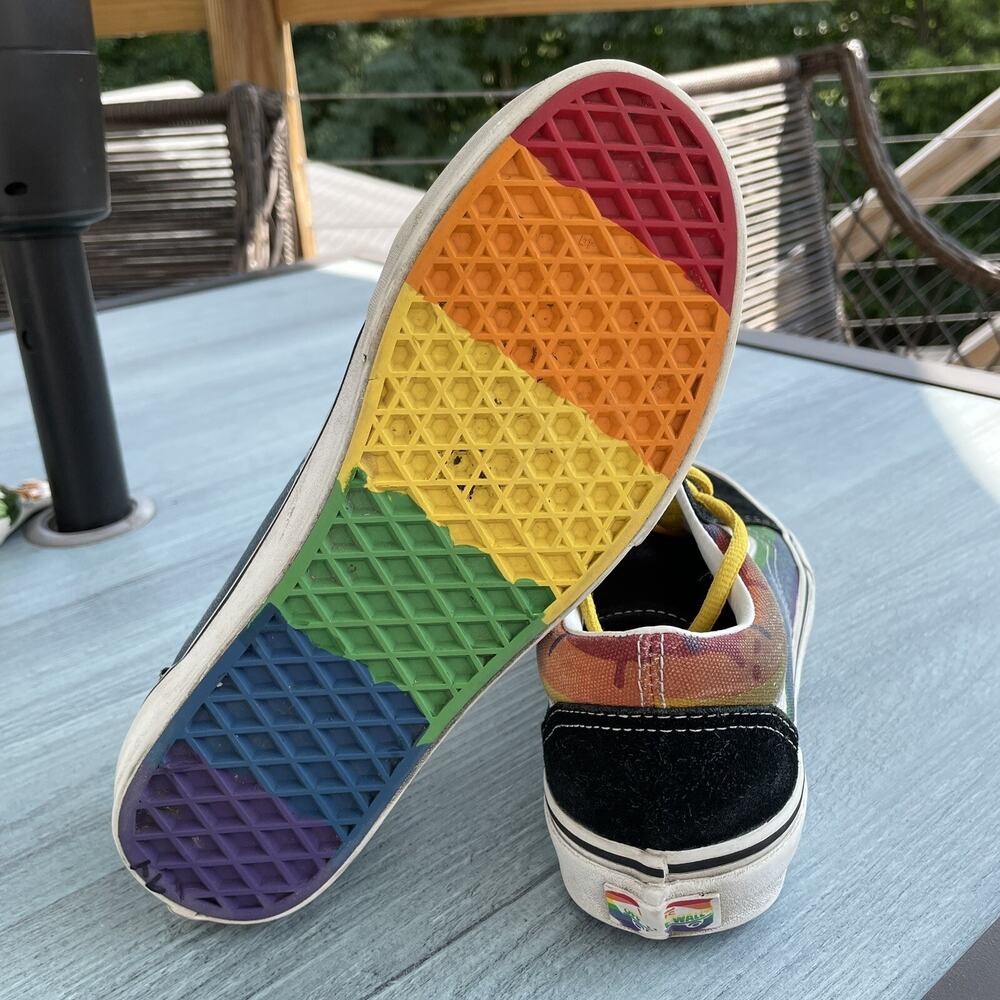 Vans RAINBOW DRIP Sneakers M 5.5 W 7 Black Suede Old Skool OFF THE WALL Skater - Picture 9 of 11